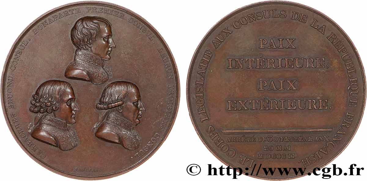 FRANZOSISCHES KONSULAT Médaille, Paix d Amiens fVZ/VZ