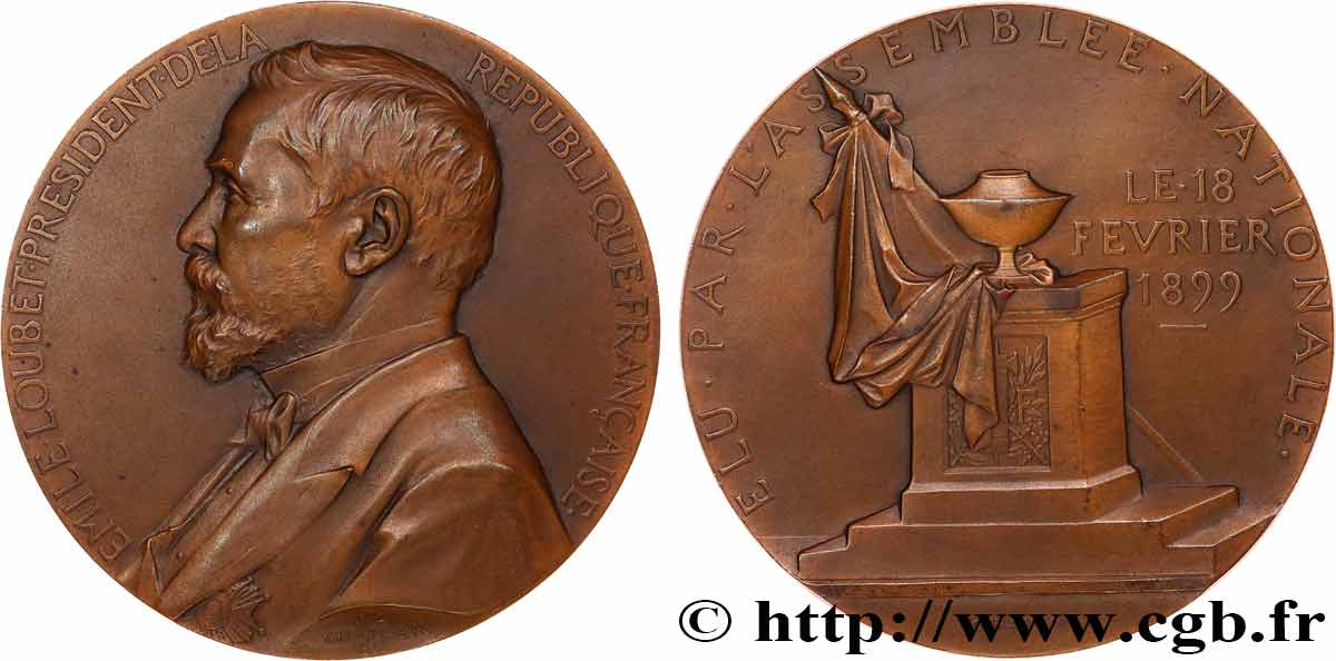 III REPUBLIC Médaille, Élection du président Émile Loubet AU/AU