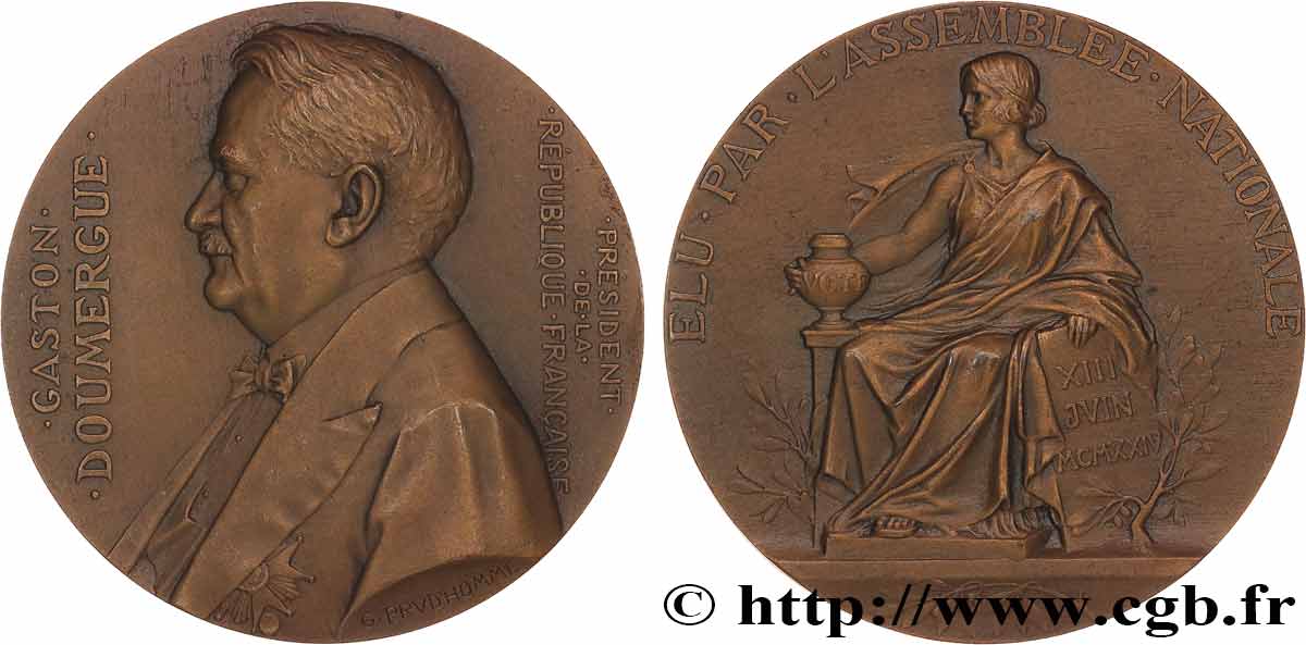 TERZA REPUBBLICA FRANCESE Médaille, Élection de Gaston Doumergue SPL