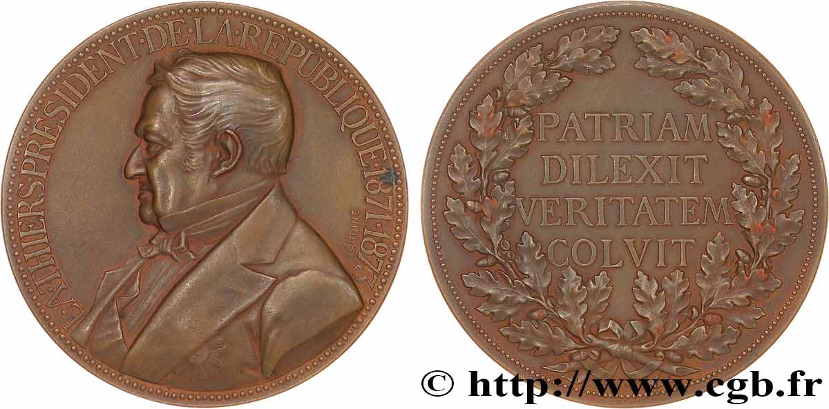III REPUBLIC Médaille, Président Adolphe Thiers AU