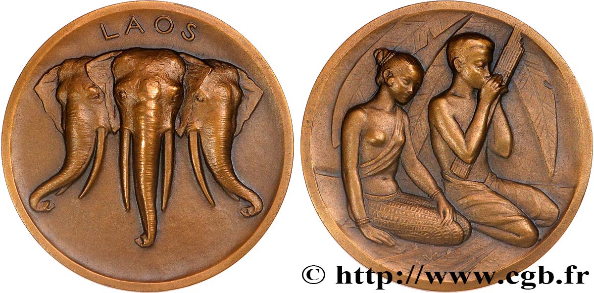 TROISIÈME RÉPUBLIQUE Médaille, Laos, Exposition coloniale de Paris SUP