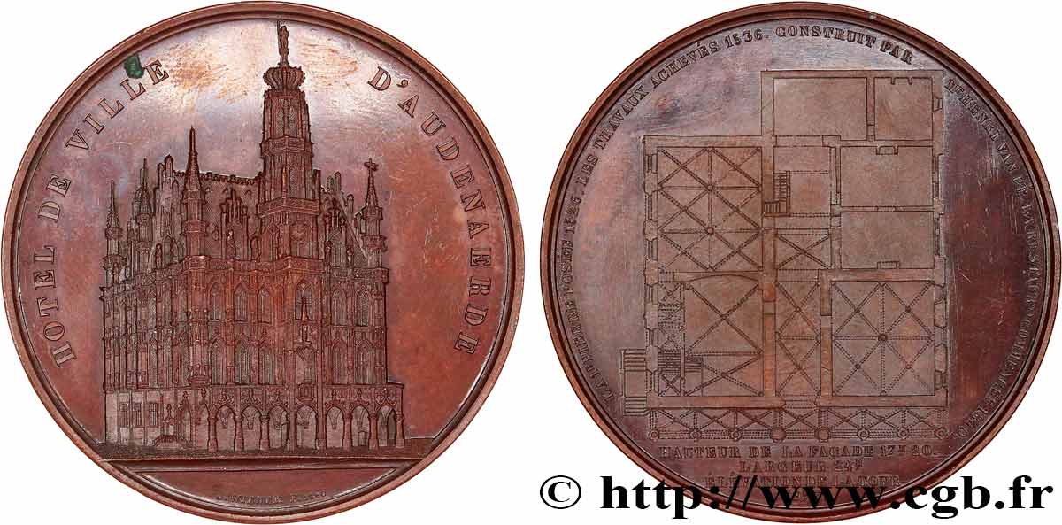BELGIQUE - ROYAUME DE BELGIQUE - LÉOPOLD Ier Médaille, Hôtel De Ville D Audenaerde MS