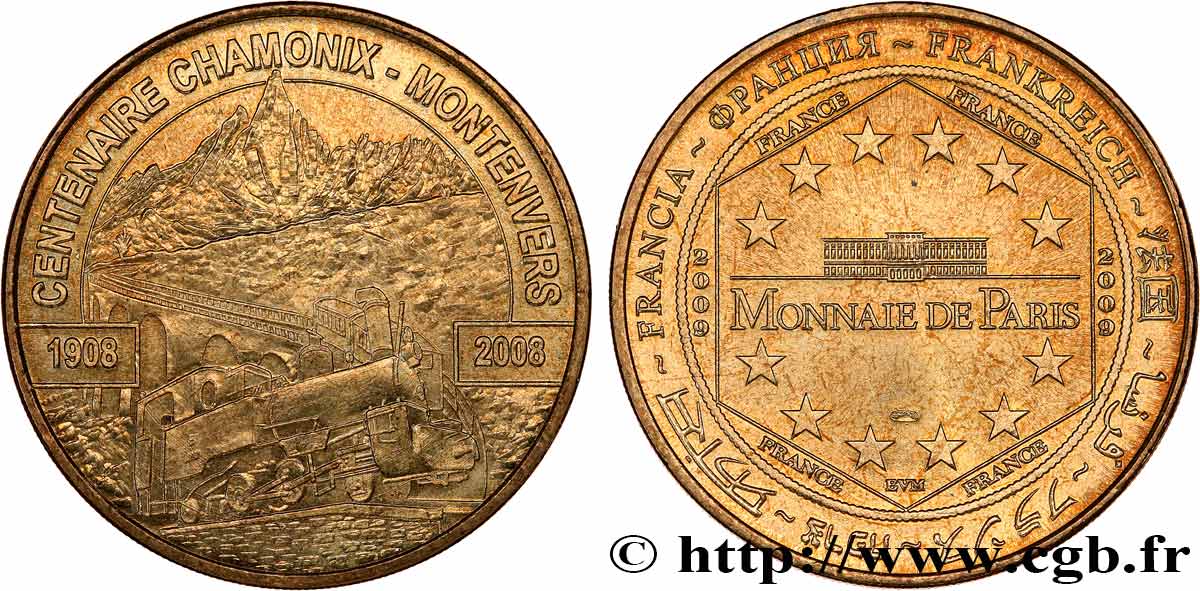MÉDAILLES TOURISTIQUES Médaille touristique, Centenaire de Chamonix- Montenvers 1908-2008 SUP