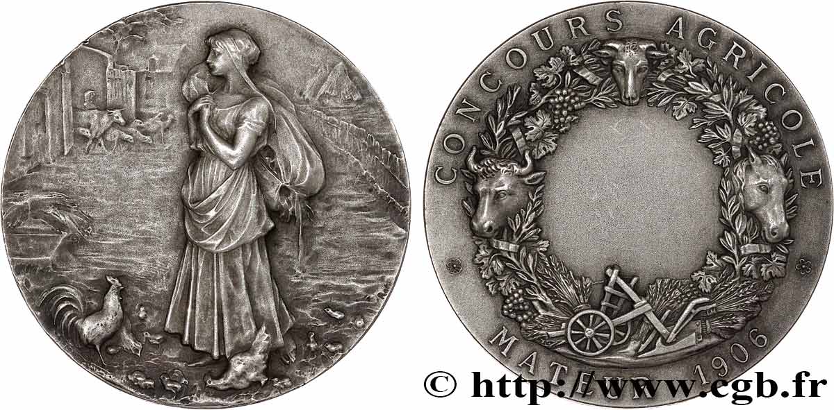 TROISIÈME RÉPUBLIQUE - TUNISIE - PROTECTORAT FRANÇAIS Médaille, Concours agricole TTB+