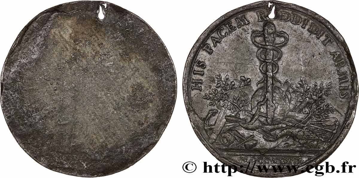 LOUIS XV THE BELOVED Médaille, Cardinal de Fleury, tirage uniface du revers VF
