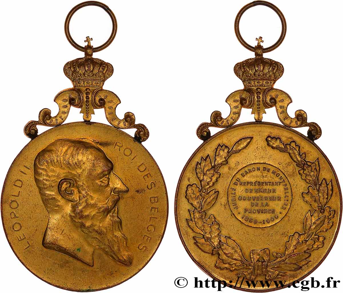 BELGIQUE - ROYAUME DE BELGIQUE - LÉOPOLD II Médaille, Jubilé du Baron de Montpellier TTB