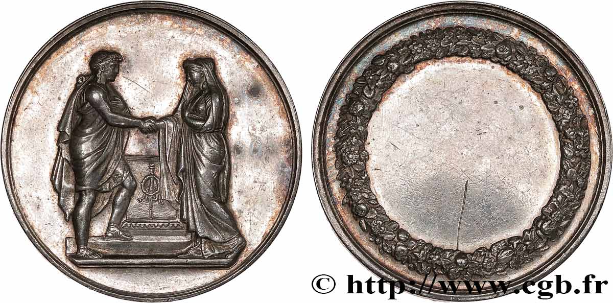 AMOUR ET MARIAGE Médaille de mariage, Couple antique TTB+