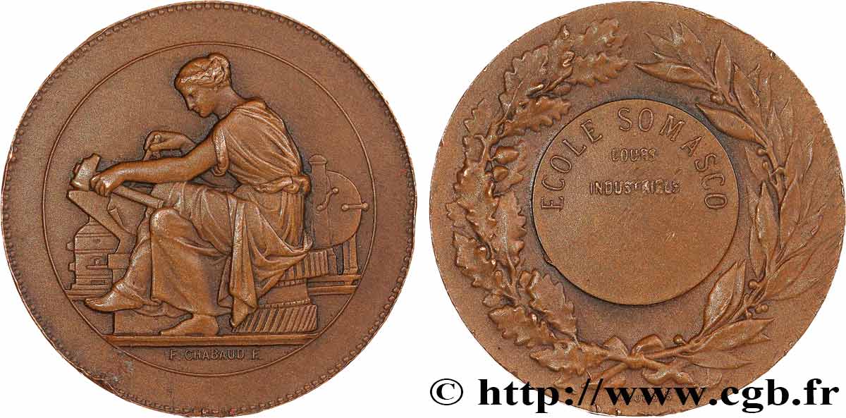 CINQUIÈME RÉPUBLIQUE Médaille, École Somasco, Cours d’industries TTB