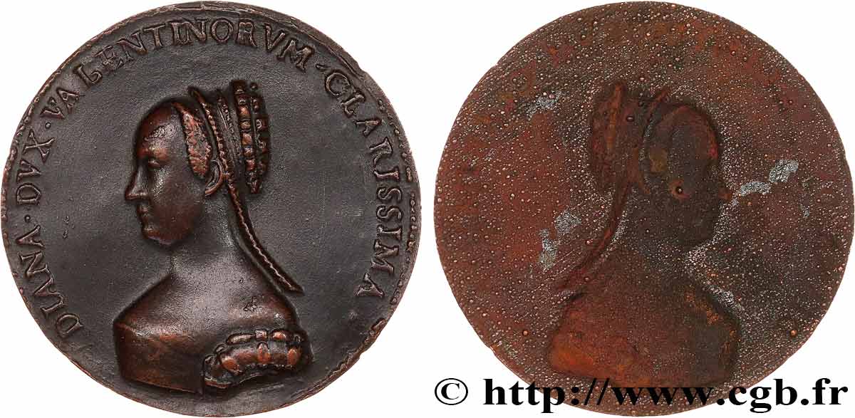 HENRY II Médaille, Diane de Poitiers, duchesse de Valentinois, tirage incus AU