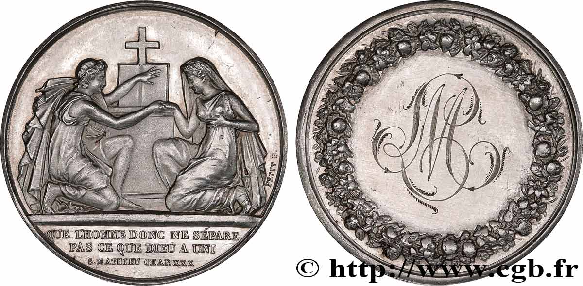 AMOUR ET MARIAGE Médaille de mariage, Evangile de St Mathieu SUP/TTB+