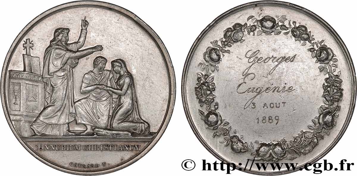 AMOUR ET MARIAGE Médaille de mariage, Connubium Christianum TTB