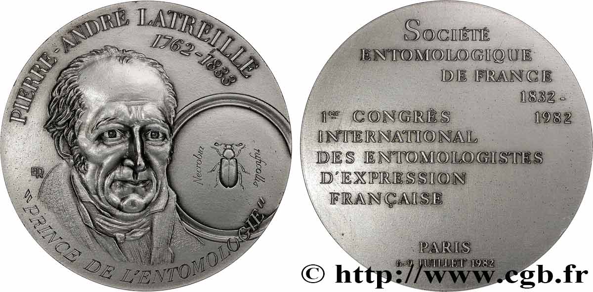 SCIENCES & SCIENTIFIQUES Médaille, Pierre-André Latreille, Ier Congrès International des Entomologistes d’Expression Française SUP