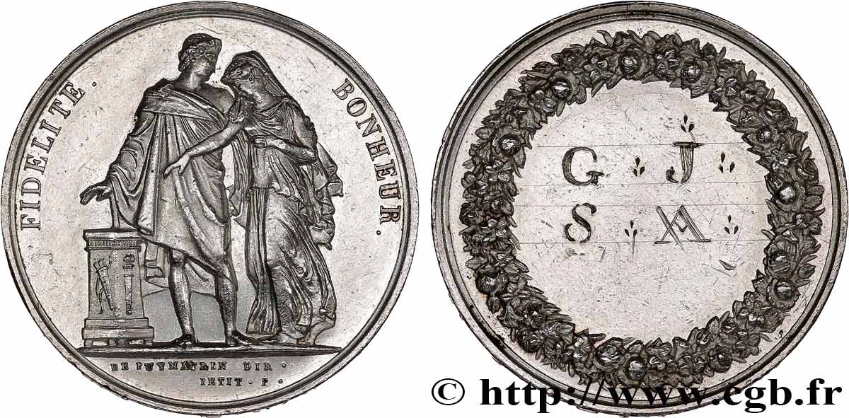 AMOUR ET MARIAGE Médaille de mariage, Fidélité et Bonheur XF