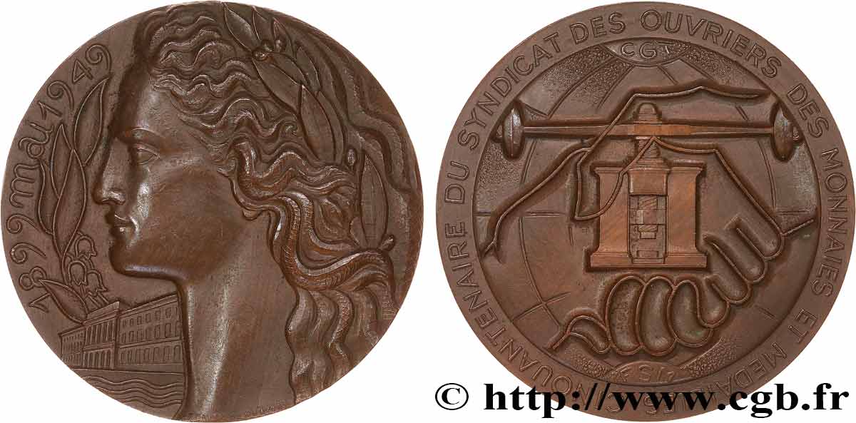 MONNAIE DE PARIS Médaille, Cinquantenaire du syndicat des ouvriers des monnaies et médailles TTB+