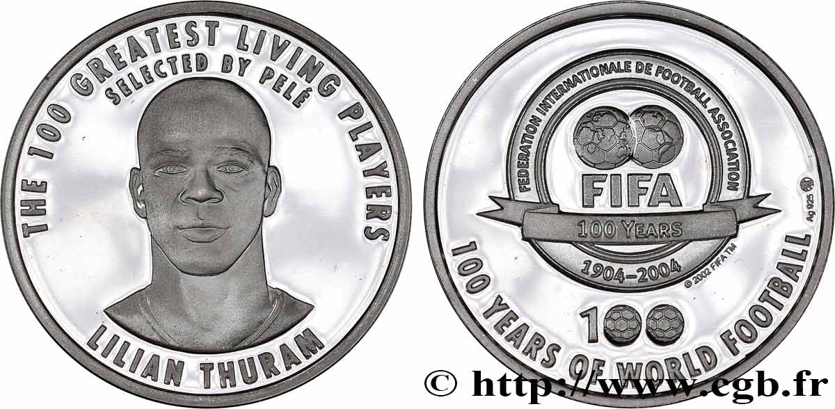 FUNFTE FRANZOSISCHE REPUBLIK Médaille, 100 ans du Football mondial, FIFA Polierte Platte