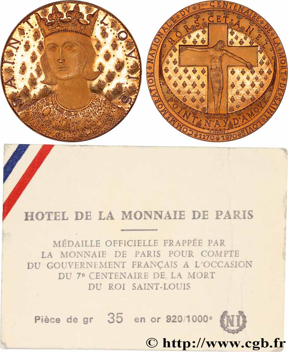 LUIGI IX  SAINT LOUIS  Médaille, 700 ans de la mort de Saint-Louis SPL+