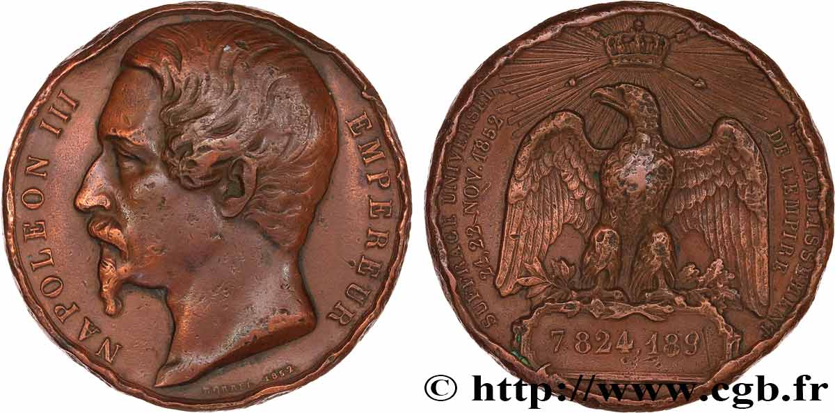 DEUXIÈME RÉPUBLIQUE Médaille, Plébiscite des 21 et 22 novembre TB+