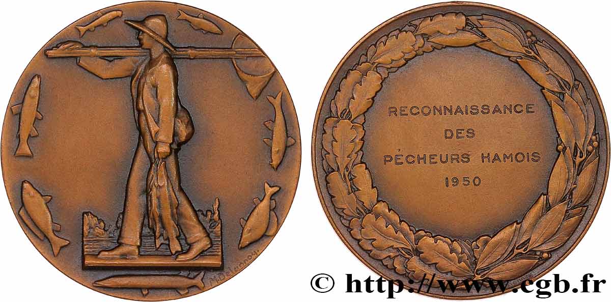 VIERTE FRANZOSISCHE REPUBLIK Médaille, Reconnaissance des pêcheurs hamois VZ