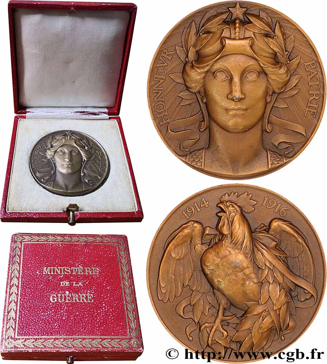 TROISIÈME RÉPUBLIQUE Médaille, Honneur et Patrie, Ministère de la guerre SUP
