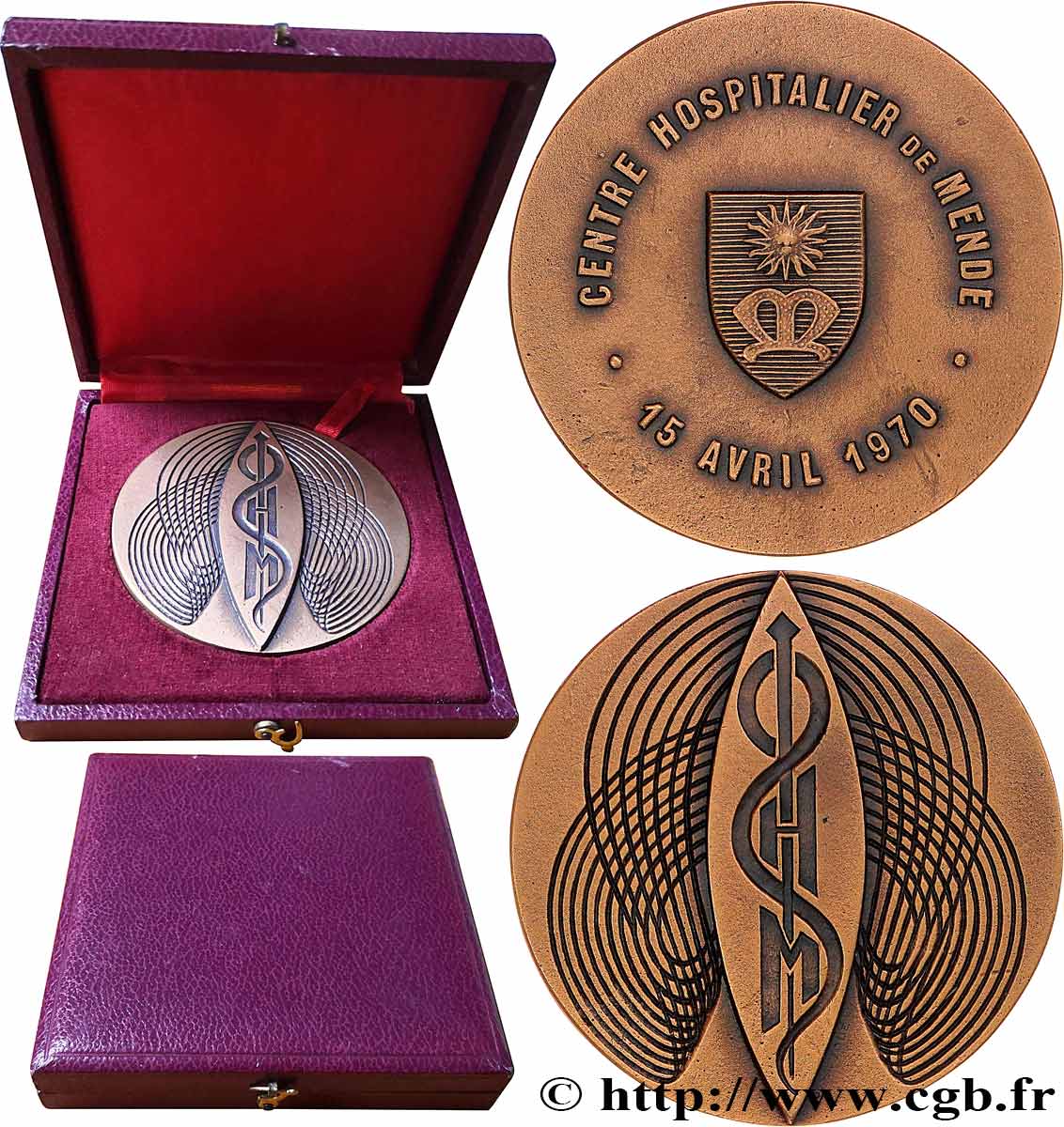 CINQUIÈME RÉPUBLIQUE Médaille, Centre hospitalier de Mende TTB+
