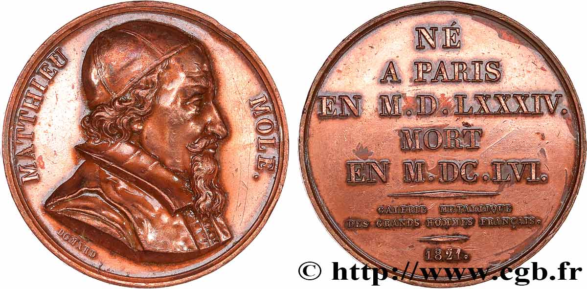 GALERIE MÉTALLIQUE DES GRANDS HOMMES FRANÇAIS Médaille, Mathieu Molé TTB