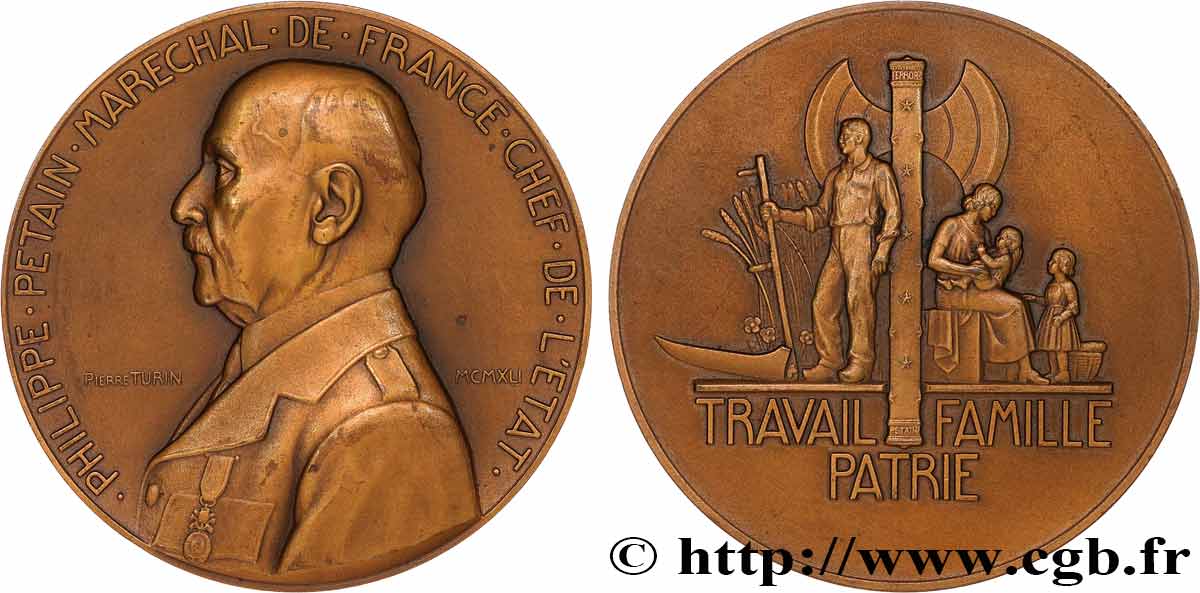 ETAT FRANÇAIS Médaille du maréchal Pétain, fête du travail fVZ