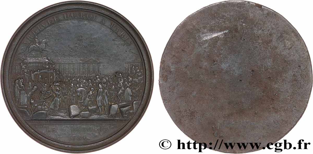 LOUIS XVI Médaille uniface, Arrivée du Roi à Paris BB