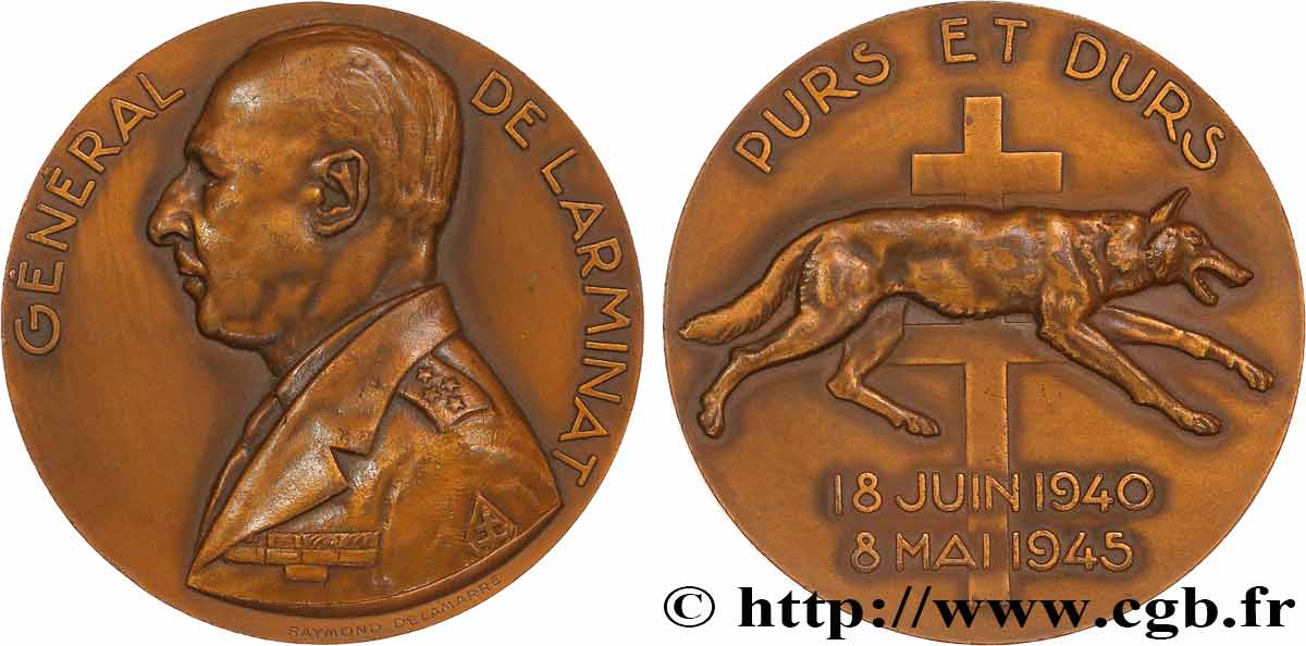 FUNFTE FRANZOSISCHE REPUBLIK Médaille, Edgard de Larminat, Purs et durs VZ