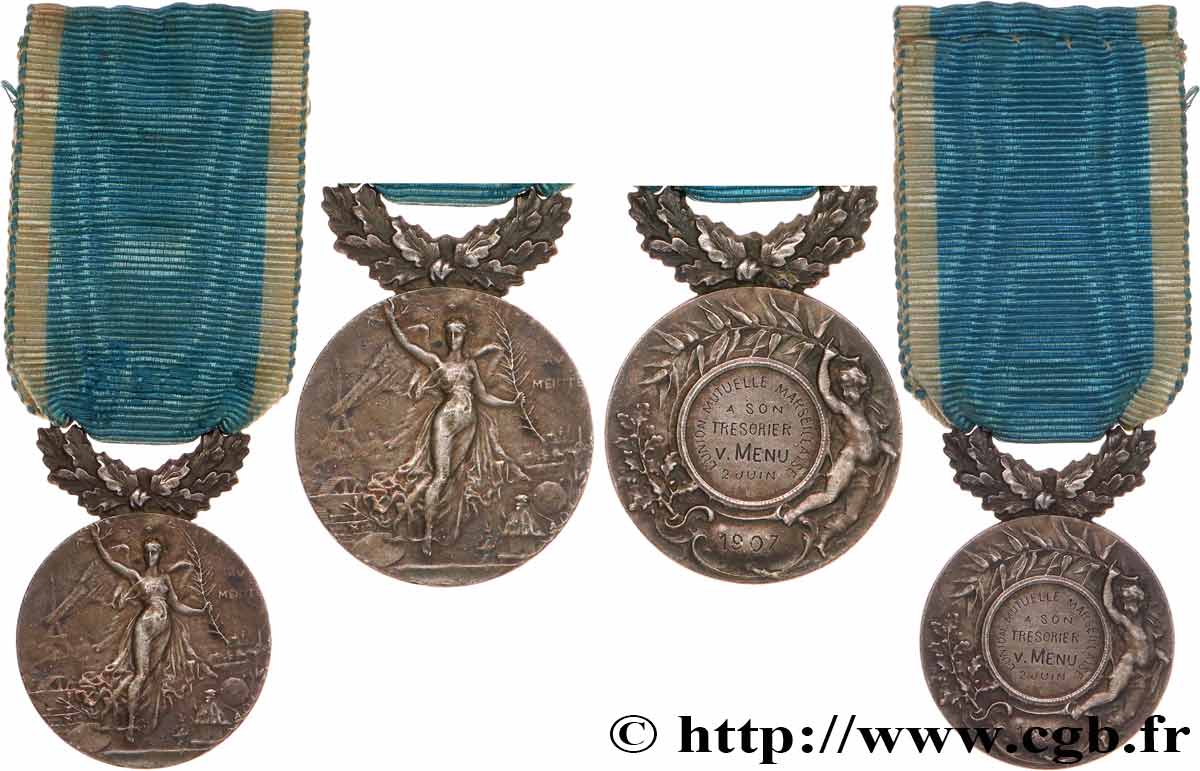 INSURANCES Médaille AV MERITE, Union mutuelle marseillaise XF