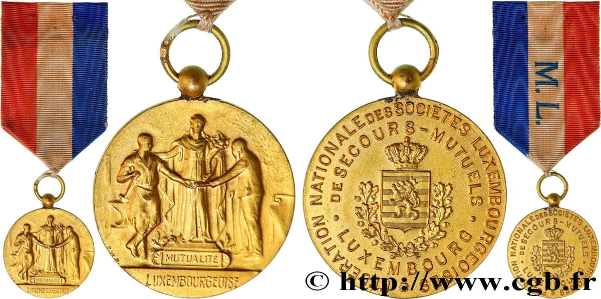 LES ASSURANCES Médaille, Mutualité Luxembourgeoise, Fédération nationale des sociétés luxembourgeoises fVZ