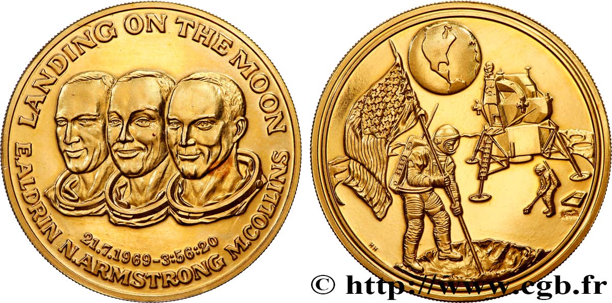 CONQUÊTE DE L ESPACE - EXPLORATION SPATIALE Médaille d’Apollo 11 - Landing on the Moon AU