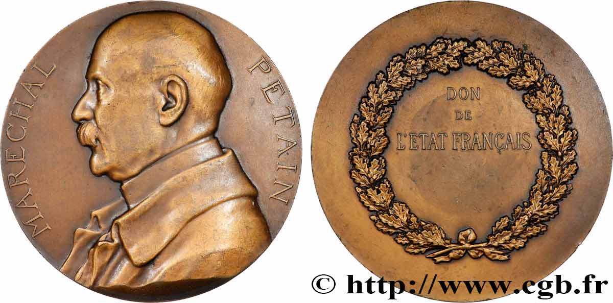 FRENCH STATE Médaille, Maréchal Pétain, Don de l’État français AU/XF