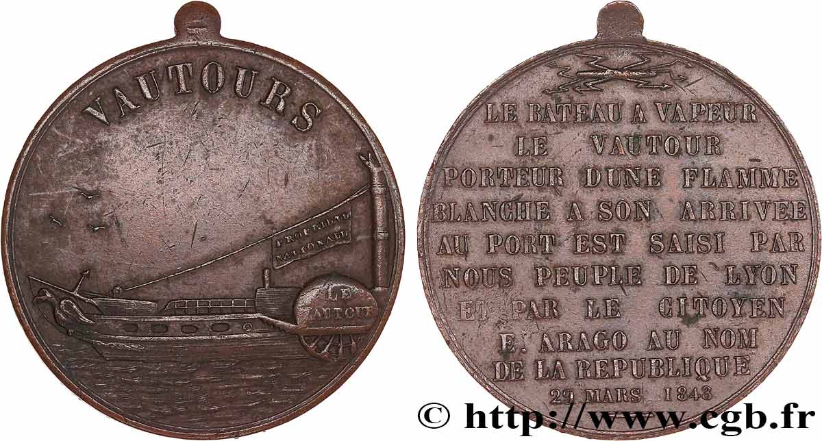 DEUXIÈME RÉPUBLIQUE Médaille, Le vautour TTB