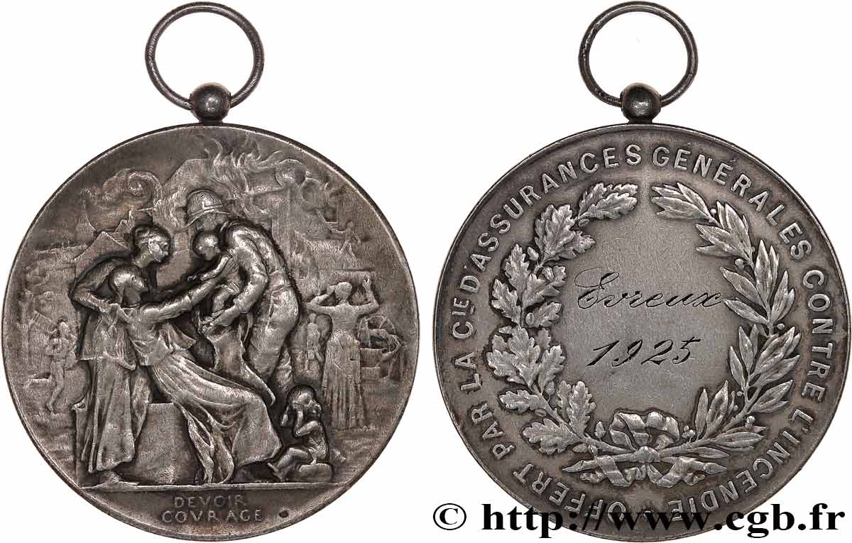 ASSURANCES Médaille, Compagnie d’assurances générales contre l’incendie XF