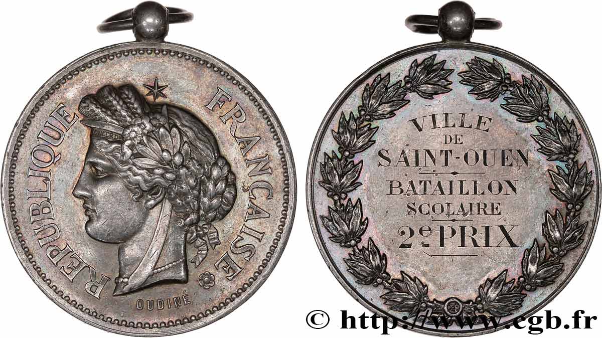 TROISIÈME RÉPUBLIQUE Médaille, 2e prix, Bataillon scolaire TTB
