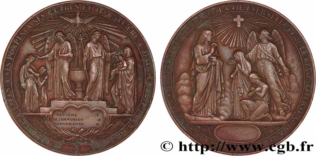 MÉDAILLES RELIGIEUSES Médaille de baptême, communion et confirmation TTB+