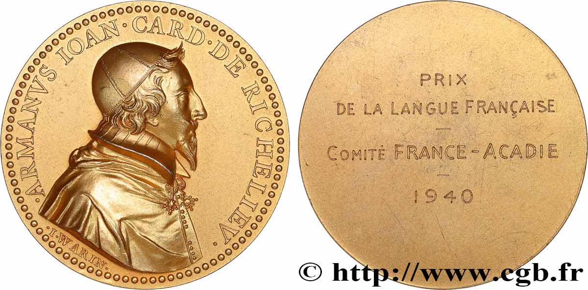 TROISIÈME RÉPUBLIQUE Médaille, Prix de la langue française, Comité France-Acadie SUP