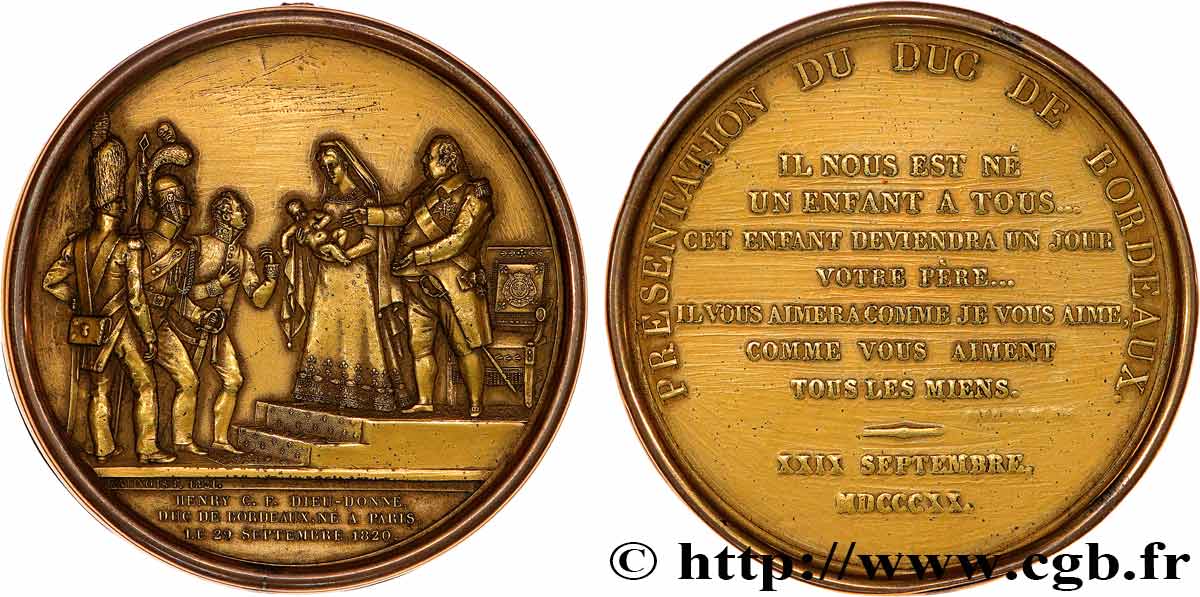LUIGI XVIII Médaille, Présentation du Duc de Bordeaux BB