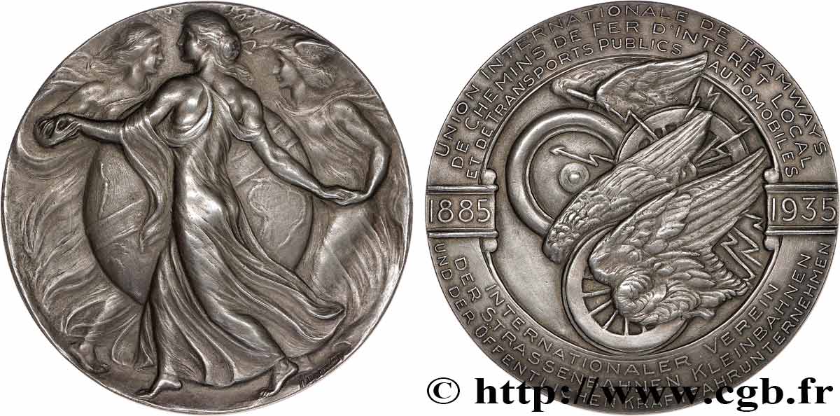 BELGIUM - KINGDOM OF BELGIUM - REIGN OF LEOPOLD III Médaille, Cinquantenaire de l Union internationale de tramways et transports publics AU