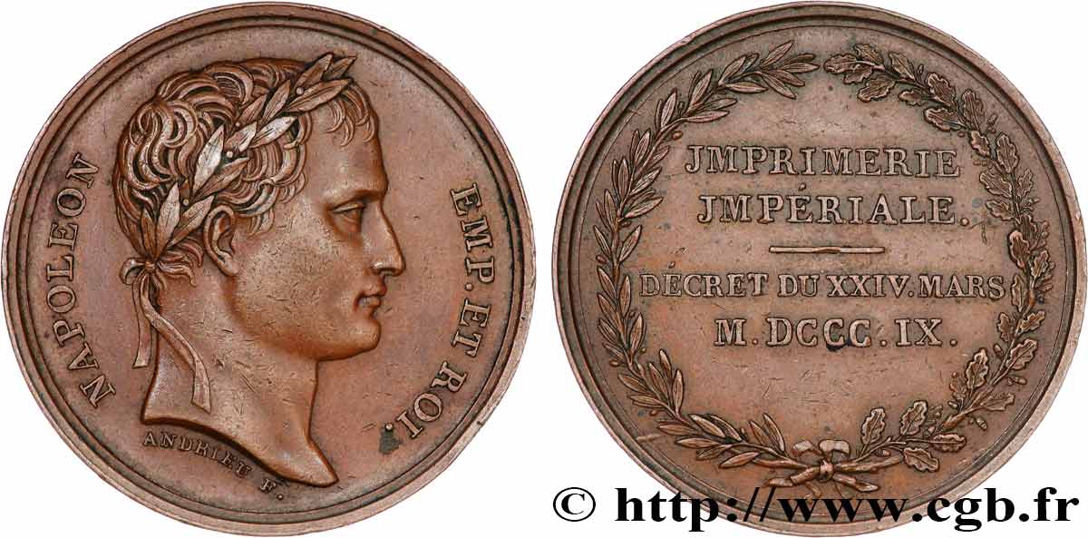 PREMIER EMPIRE / FIRST FRENCH EMPIRE Médaille, Imprimerie impériale AU
