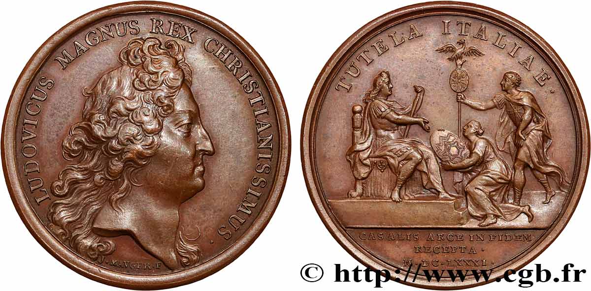 LOUIS XIV  THE SUN KING  Médaille, Casale remise à la France fVZ/VZ