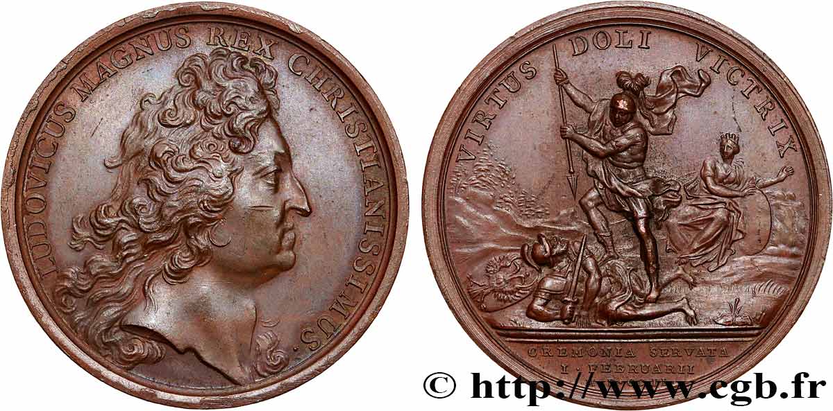 LOUIS XIV  THE SUN KING  Médaille, Journée de Crémone VZ