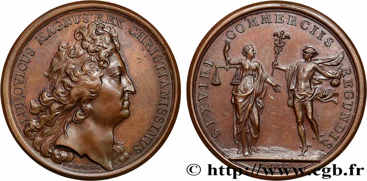 LOUIS XIV  THE SUN KING  Médaille, Chambre de commerce AU/AU