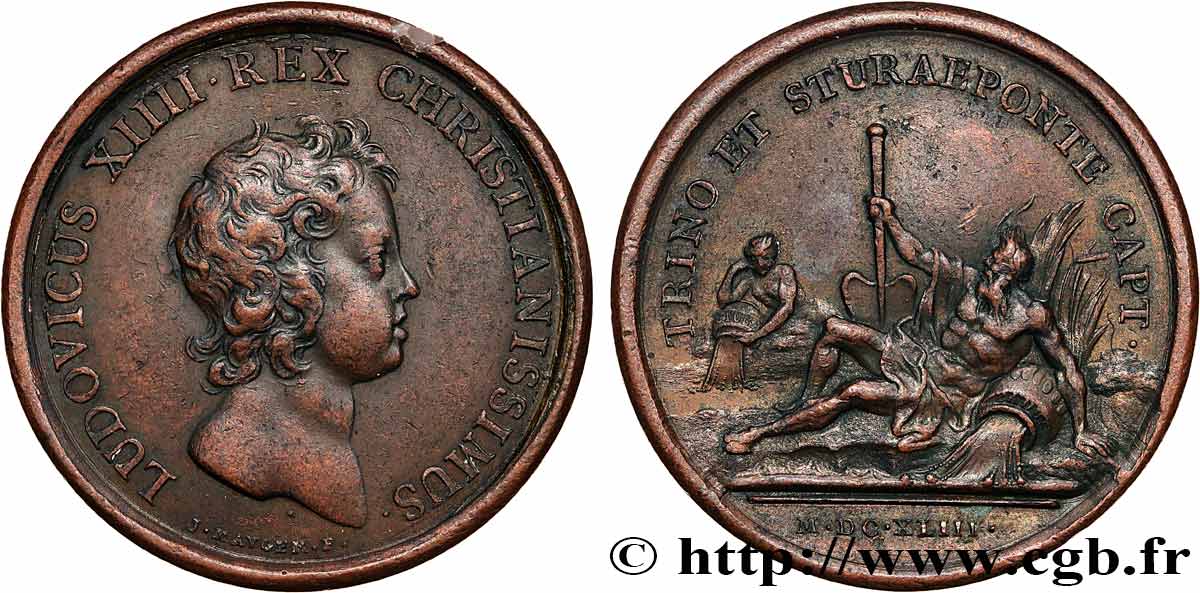 LOUIS XIV  THE SUN KING  Médaille, Prise de Trino et de Pontestura (Italie) XF