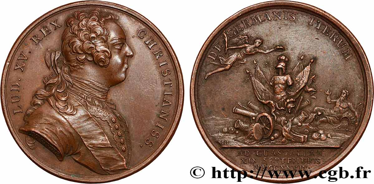 LOUIS XV  THE WELL-BELOVED  Médaille, Bataille de Guastella AU