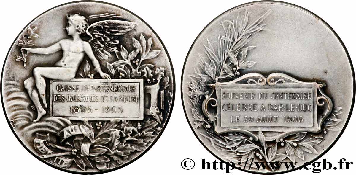 INSURANCES Médaille, Souvenir du centenaire, Caisse départementale des incendies XF