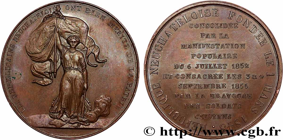 SVIZZERA - CANTON NEUCHATEL Médaille, Consécration de la fondation de la République neuchâteloise SPL
