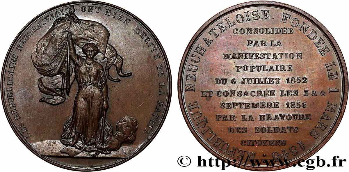 SUISSE - CANTON DE NEUCHATEL Médaille, Consécration de la fondation de la République neuchâteloise SUP/SUP+