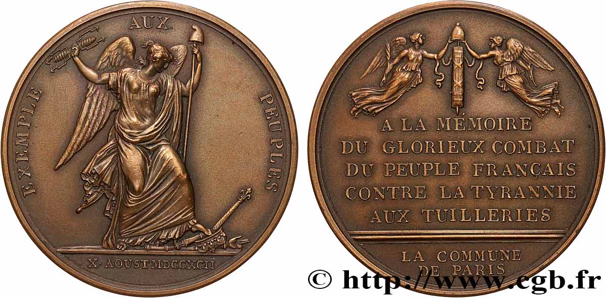 NATIONALKONVENT Médaille en mémoire du combat des Tuileries du 10 août, refrappe VZ