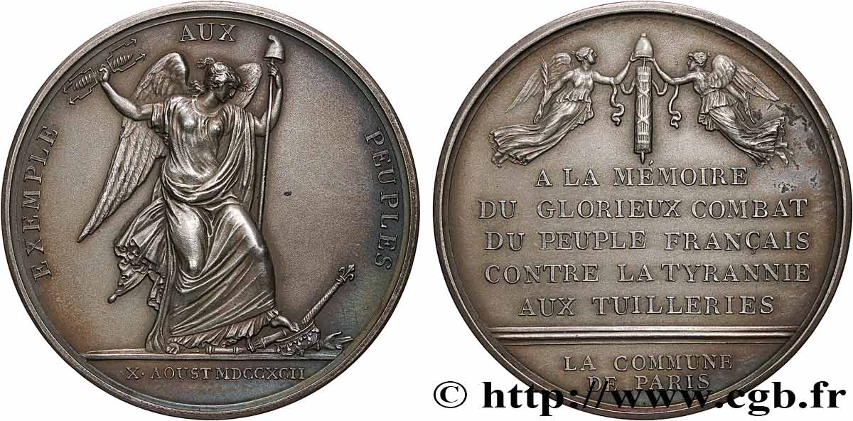 THE CONVENTION Médaille en mémoire du combat des Tuileries du 10 août, refrappe AU